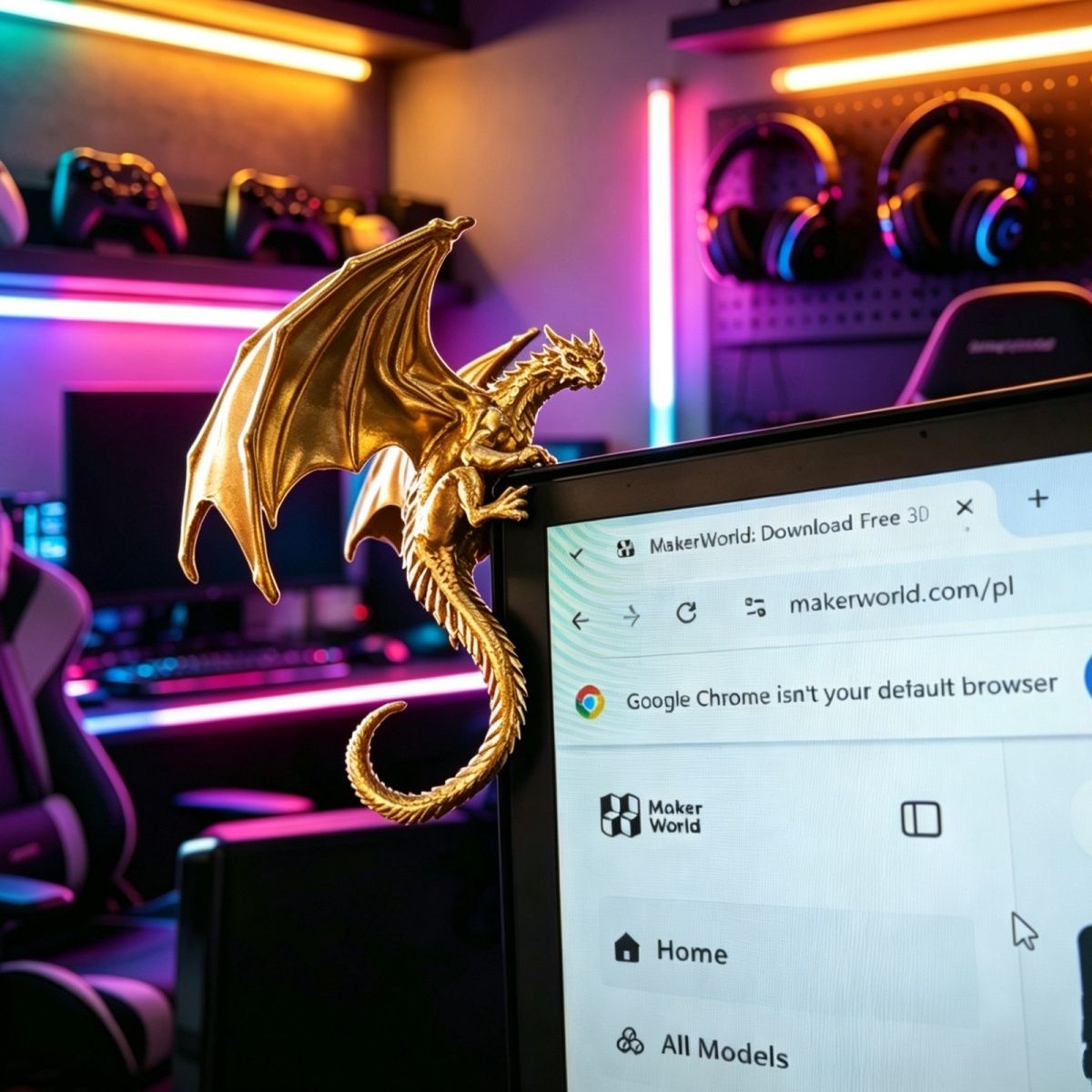Gaming Accessories Monitor - Ornamen Dekorasi Monitor Bentuk Naga Keren,