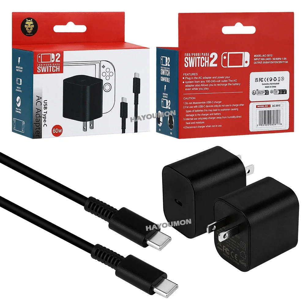 Adaptor AC Tipe-C 60W UK US EU - Gaming Accessories Wall Mount ulasan dan harga